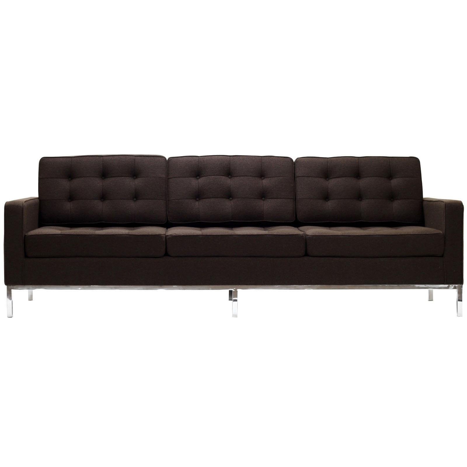 Modway Eei-188-Chc Loft 12" Sofa With Rich Wool Upholstery Tufted Seat And Back With Buttons Tubular Stainless Steel Frame And Foot Caps In Chocolate